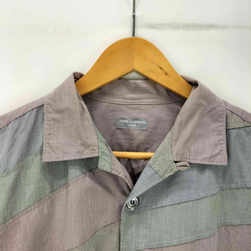 コムデギャルソンオム COMME des GARCONS HOMME AD2001 キューバ期 田中オム パッチワーク 開襟 オープンカラー L/S シャツ メンズ