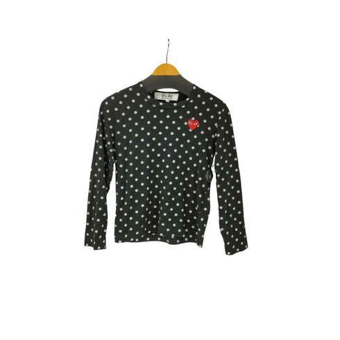 プレイコムデギャルソン PLAY COMME des GARCONS AD2025/7 26SS Polka Dots Long Sleeve T-Shirt With Red Emblem レディース XXS