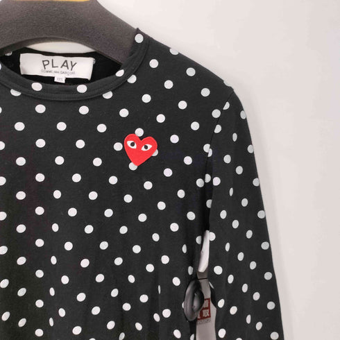 プレイコムデギャルソン PLAY COMME des GARCONS AD2025/7 26SS Polka Dots Long Sleeve T-Shirt With Red Emblem レディース XXS