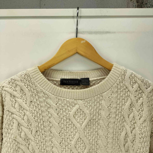 ヴァンヒューゼン VAN HEUSEN 90S USA製 ケーブル編み コットン ニット セーター メンズ import:L
