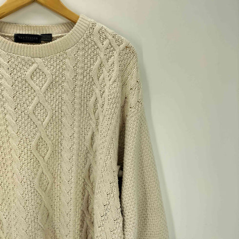 ヴァンヒューゼン VAN HEUSEN 90S USA製 ケーブル編み コットン ニット セーター メンズ import:L