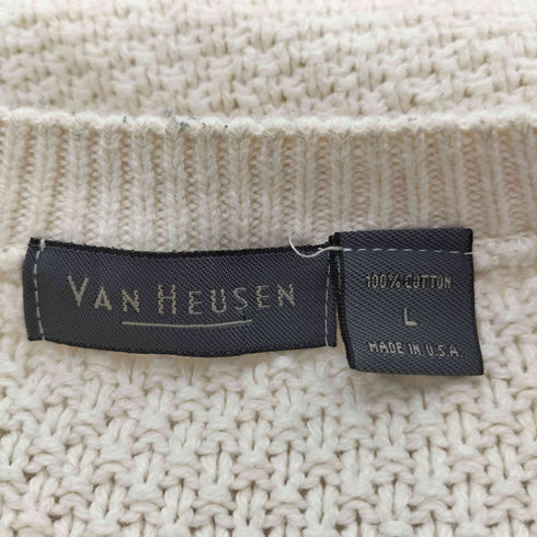 ヴァンヒューゼン VAN HEUSEN 90S USA製 ケーブル編み コットン ニット セーター メンズ import:L