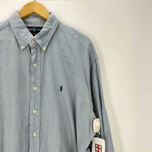 ラルフローレン RALPH LAUREN 90S BLAKE ポニー刺繍 L/S ボタンダウン チェック シャツ メンズ import:XL