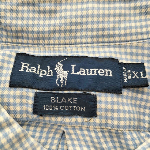 ラルフローレン RALPH LAUREN 90S BLAKE ポニー刺繍 L/S ボタンダウン チェック シャツ メンズ import:XL