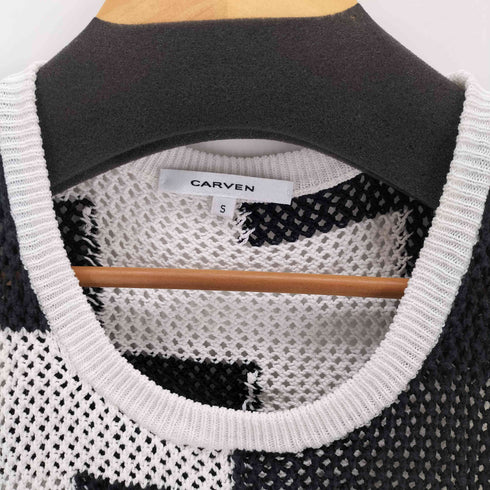 カルヴェン CARVEN ブロックパターンメッシュニットタンクトップ レディース JPN:S