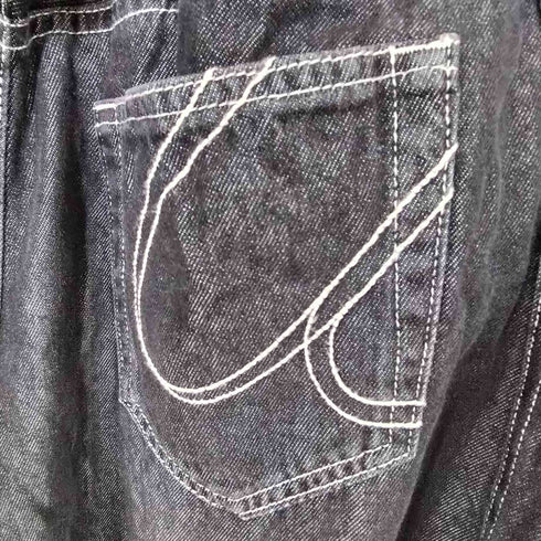 アズノゥアズドゥバズ as know as de base 幸せ咲くAS花デニム サガラ刺繍 イージー ワイド デニム レディース JPN:1