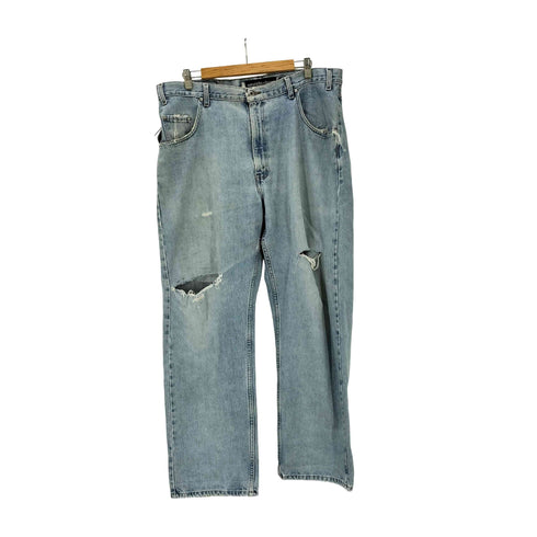 リーバイス Levis 00S silver Tab シルバータブ straught + loose ボタン裏977刻印 バギー ダメージ デニム パンツ 極太 2000年製 メンズ W38L32