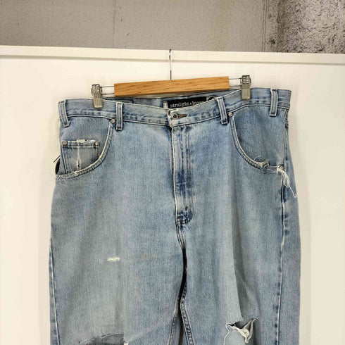 リーバイス Levis 00S silver Tab シルバータブ straught + loose ボタン裏977刻印 バギー ダメージ デニム パンツ 極太 2000年製 メンズ W38L32