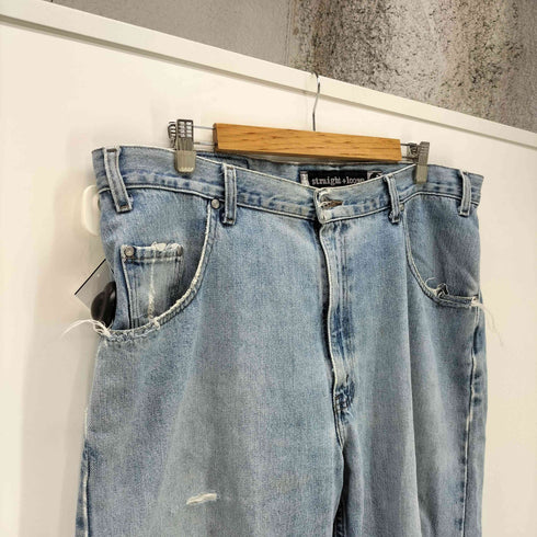 リーバイス Levis 00S silver Tab シルバータブ straught + loose ボタン裏977刻印 バギー ダメージ デニム パンツ 極太 2000年製 メンズ W38L32