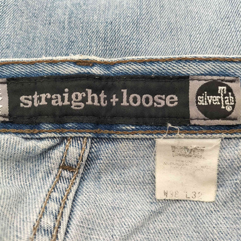 リーバイス Levis 00S silver Tab シルバータブ straught + loose ボタン裏977刻印 バギー ダメージ デニム パンツ 極太 2000年製 メンズ W38L32