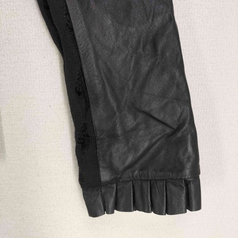 YANGSHAN ラムレザー フリル ジャケット レディース import:S