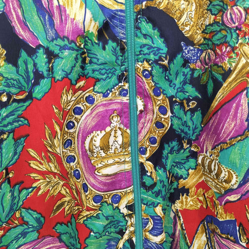 EVR パキスタン製 総柄 ジップアップ ブルゾン メンズ import:XL
