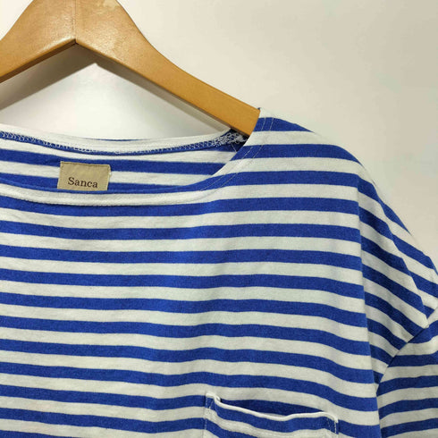 サンカ Sanca ボートネック ルーズフィット ボーダーTシャツ ポケT メンズ JPN:2