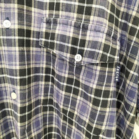ステューシー Stussy 90s 紺タグ バーバラタグ チェック柄 半袖シャツ メンズ JPN:M