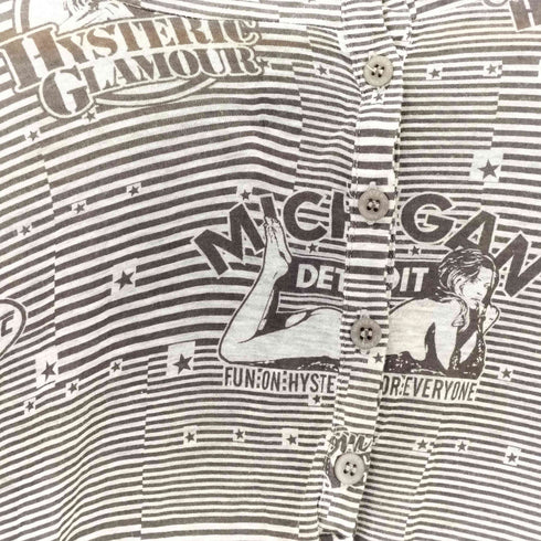 ヒステリックグラマー HYSTERIC GLAMOUR デジタルプリント フーデッド パーカー Y2K レーヨン100 レディース FREE