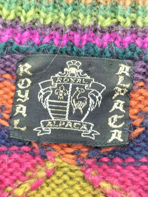 royal alpaca モックネック アーガイル ローゲージ ニット レディース