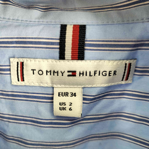 トミーヒルフィガー TOMMY HILFIGER ロゴ刺繍 L/S ストライプシャツ レディース UK:6