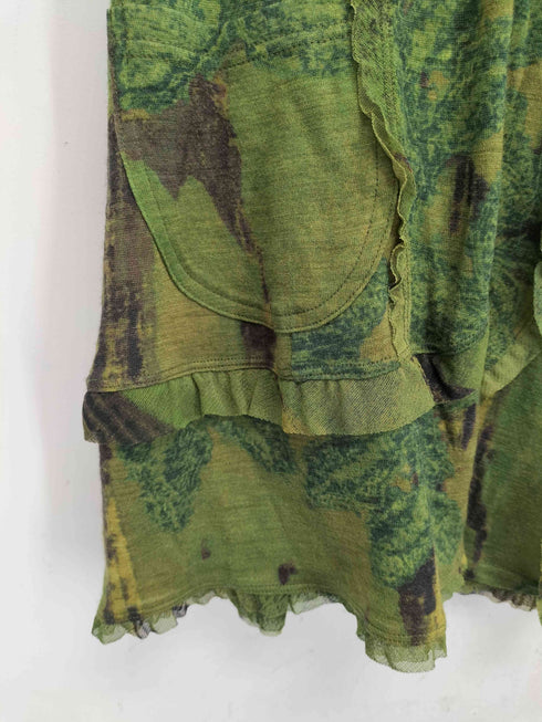 ハートイッセイミヤケ Haat ISSEY MIYAKE ウール 転写 ツリーパターン フリルカーディガン レディース JPN:2