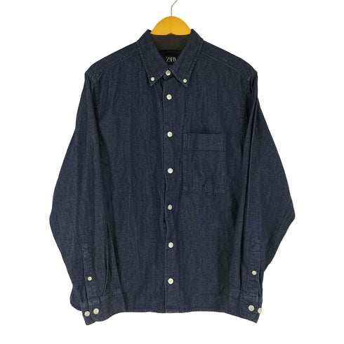 ザラ ZARA インディゴデニム L/S BDシャツ メンズ import:M