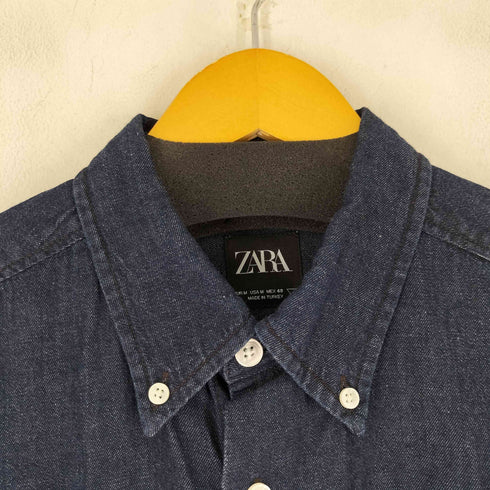 ザラ ZARA インディゴデニム L/S BDシャツ メンズ import:M