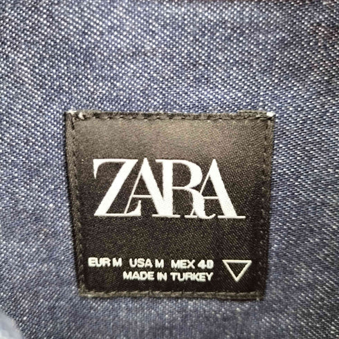 ザラ ZARA インディゴデニム L/S BDシャツ メンズ import:M