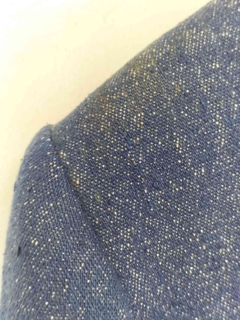 レオナール LEONARD シルク100 デニム ロゴ刺繍 ノーカラージャケット スカートセットアップ レディース 11ar