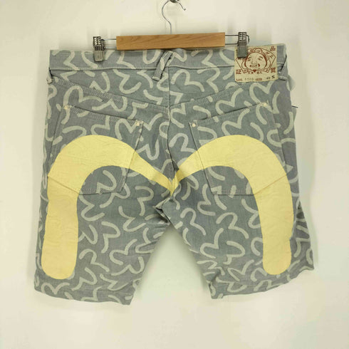 エヴィス EVISU LOT5500 かもめ総柄 ボタンフライ ハーフ デニム パンツ メンズ 40S