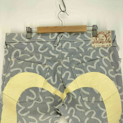 エヴィス EVISU LOT5500 かもめ総柄 ボタンフライ ハーフ デニム パンツ メンズ 40S