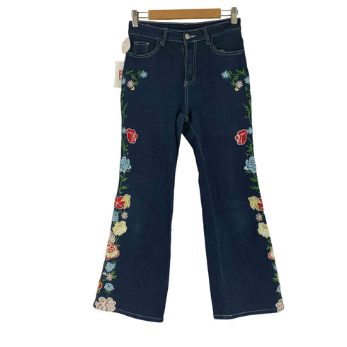 花柄刺繍 フレアデニムパンツ レディース JPN:S