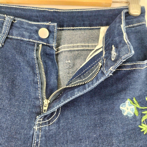 花柄刺繍 フレアデニムパンツ レディース JPN:S