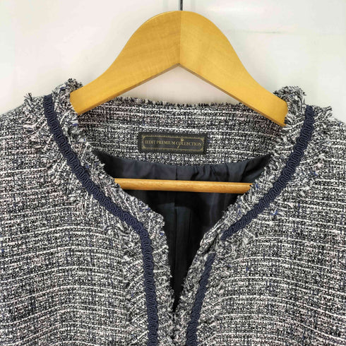 IEDIT PREMIUM COLLECTION ノーカラーツイードジャケット レディース LL