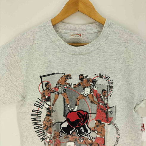 ナツメグ NUTMEG 90S シングルステッチ USA製 ボクシング 刺繍 プリント クルーネックTシャツ メンズ import:L