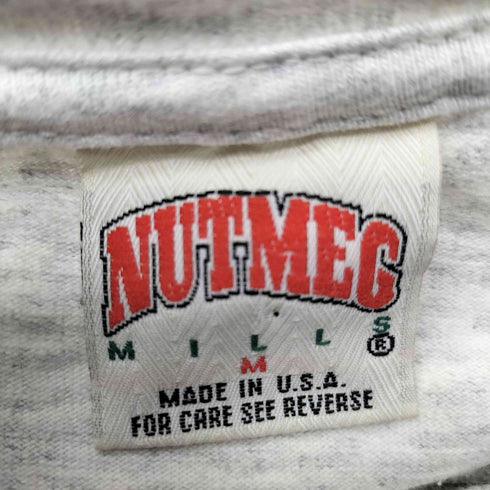ナツメグ NUTMEG 90S シングルステッチ USA製 ボクシング 刺繍 プリント クルーネックTシャツ メンズ import:L