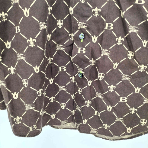 バーバリーブラックレーベル BURBERRY BLACK LABEL ホース モノグラム ボタンダウン L/S シャツ メンズ JPN:1