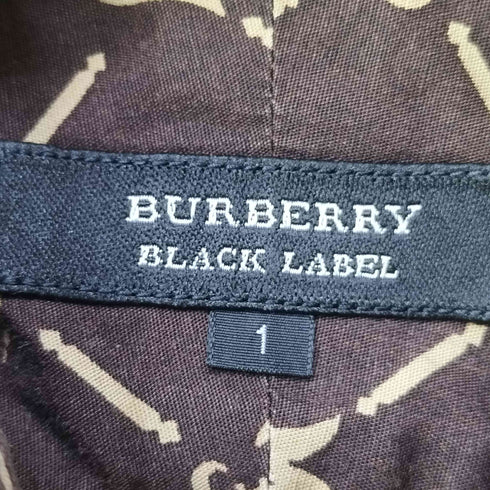 バーバリーブラックレーベル BURBERRY BLACK LABEL ホース モノグラム ボタンダウン L/S シャツ メンズ JPN:1