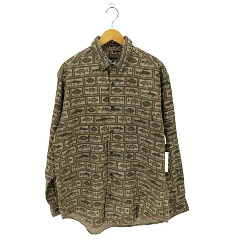 ウールリッチ WOOLRICH フィッシュ柄 L/S ボタンダウンシャツ メンズ L