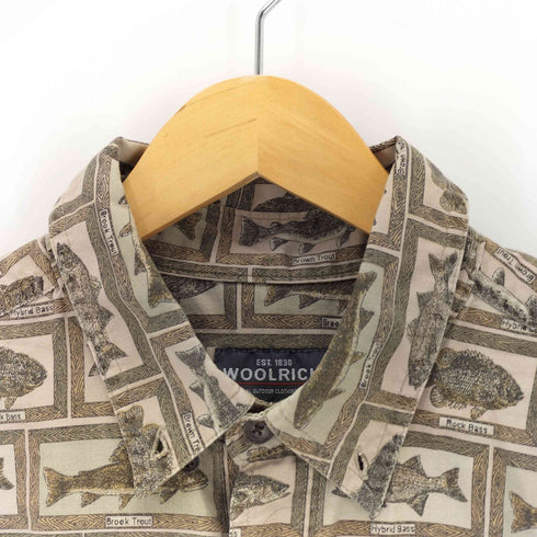 ウールリッチ WOOLRICH フィッシュ柄 L/S ボタンダウンシャツ メンズ L