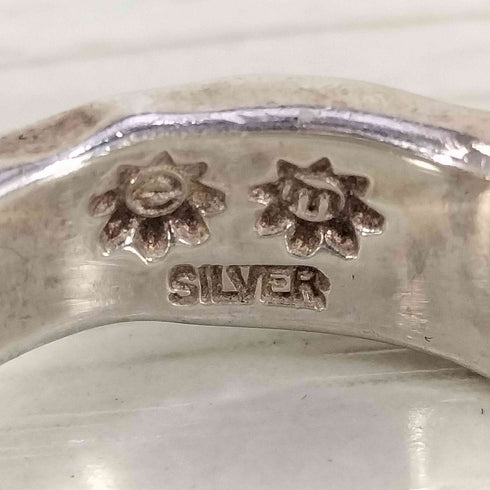 イーエム e.m. SILVER刻印 ブラックジルコニアゆれリング メンズ 14号
