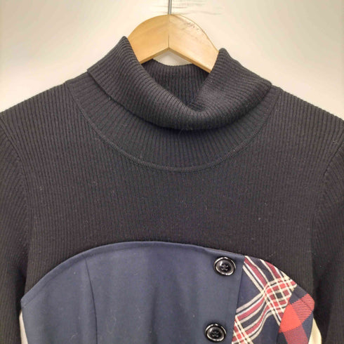 ブルーレーベルクレストブリッジ BLUE LABEL CRESTBRIDGE チェック柄切替ワンピース ニット切替 レディース EUR:38