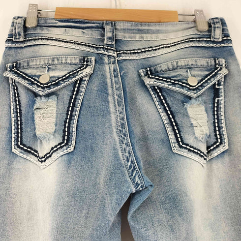 ウォッシュ加工 ダメージフレアデニムパンツ メンズ XXL