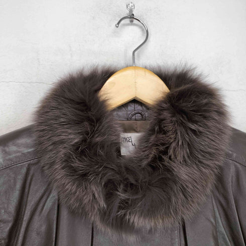 Angel Leather ファー付き レザー コート レディース FREE