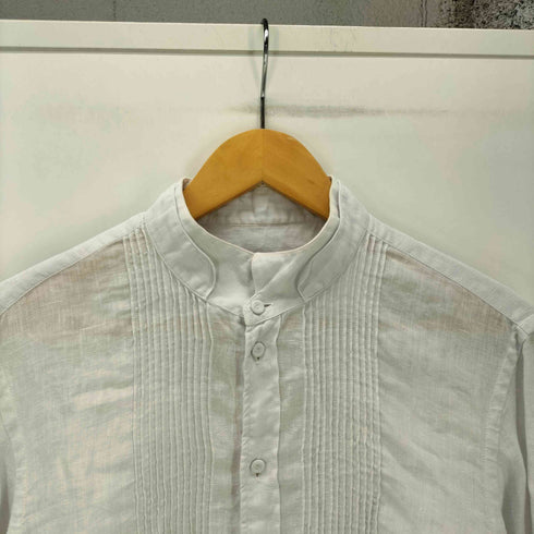 エンポリオアルマーニ EMPORIO ARMANI ピンタック バンドカラー L/S リネン シャツ メンズ 38/15