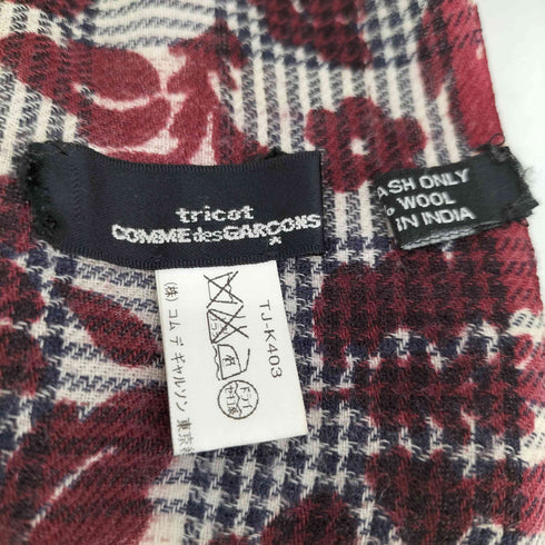 トリココムデギャルソン tricot COMME des GARCONS ボタニカル チェック柄 マフラー レディース