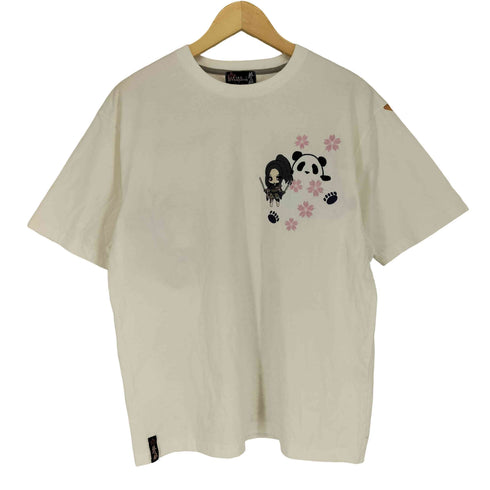 バットウムスメ DIVINE RETRIBUTION 抜刀娘 Japanese pattern パンダ 桜 和柄 刺繍クルーネックTシャツ メンズ JPN:XL
