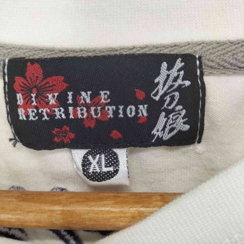 バットウムスメ DIVINE RETRIBUTION 抜刀娘 Japanese pattern パンダ 桜 和柄 刺繍クルーネックTシャツ メンズ JPN:XL