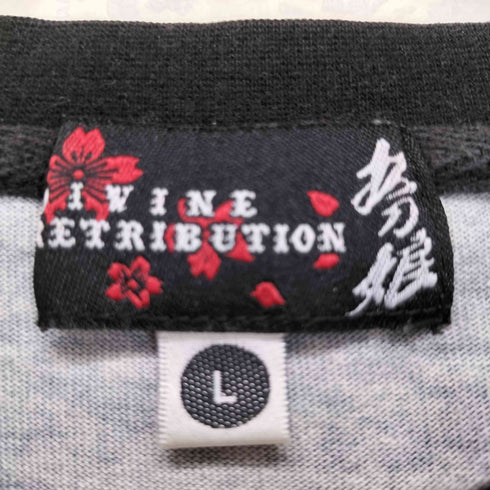バットウムスメ DIVINE RETRIBUTION 抜刀娘 Japanese pattern 鯉 桜 和柄 L/SクルーネックTシャツ メンズ JPN:L