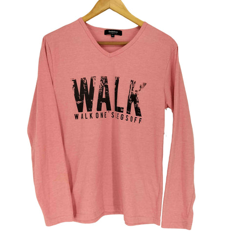 Doublefocus WALK フロントプリント L/S Vネックカットソー メンズ M