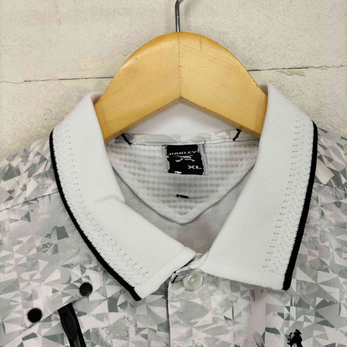 オークリー OAKLEY フロントジップ ロゴ刺繍総柄ポロシャツ メンズ JPN:XL XL