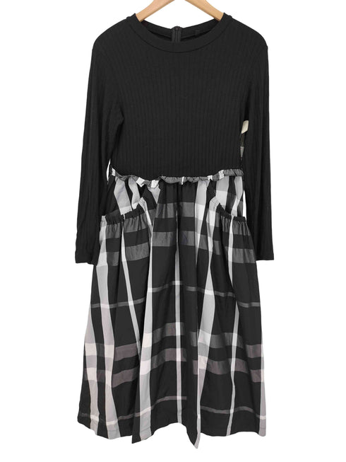 ユナイテッドアローズグリーンレーベルリラクシング UNITED ARROWS green label relaxing モックネック チェック 異素材ドッキング ロングワンピース レディース