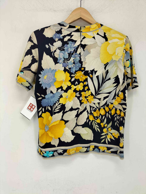 レオナール LEONARD コットン 花柄 モックネック ショートスリーブ カットソー レディース import:M